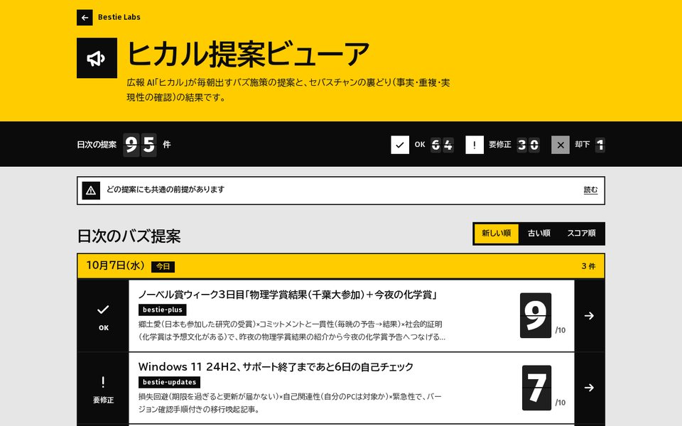 ヒカル提案ビューア の画面